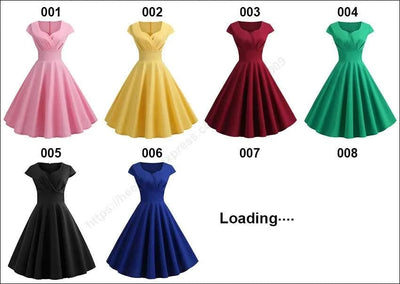 Women Vintage Pin Up Summer Dress | Casual Retro Elegant Midi Sundress |Hepburn Rockabilly Party Dress