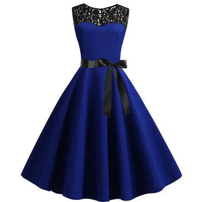 Elegant Party Dress Women Summer Lace Vintage Vestidos 50s 60s Rockabilly Swing Dress Casual  Midi Dresses