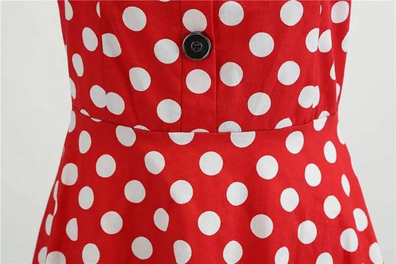 Women Summer Dress Elegant Retro Vintage 50s 60s Robe Rockabilly Swing Pinup Dresses Casual Red Party Vestidos