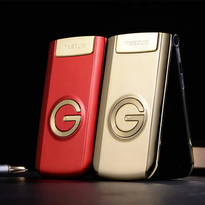 Slim Flip Mobile For Elderly Metal Body  Big Screen SOS Call Quick Dial Loud Sound Two Sim Magic Voice Torch Senior Mobile Phone