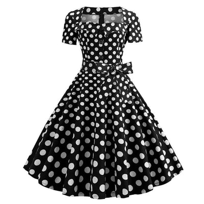 Women Summer Dress Elegant Retro Vintage 50s 60s Robe Rockabilly Swing Pinup Dresses Casual Red Party Vestidos