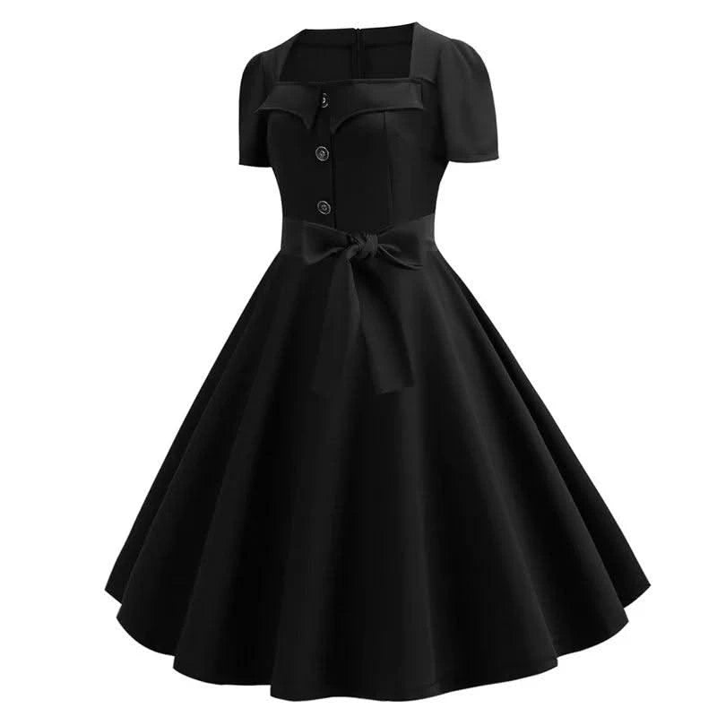 Women Summer Dress Elegant Retro Vintage 50s 60s Robe Rockabilly Swing Pinup Dresses Casual Red Party Vestidos