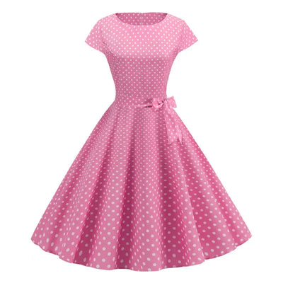 Women Summer Dresses Robe Vintage 50s 60s Big Swing Party Rockabilly Dress White Polka Dot Vestidos