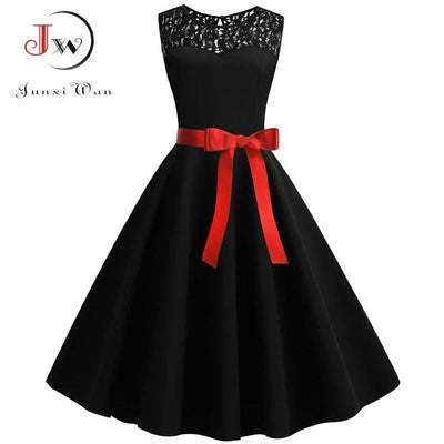 Elegant Party Dress Women Summer Lace Vintage Vestidos 50s 60s Rockabilly Swing Dress Casual  Midi Dresses