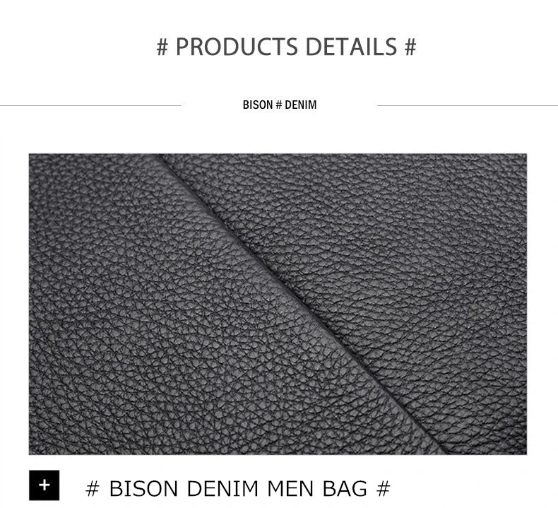 BISON DENIM Carbon Fiber Messenger Bag Men Casual Cowhide Leather Shoulder Crossbody Bag Gift Designer Handbags