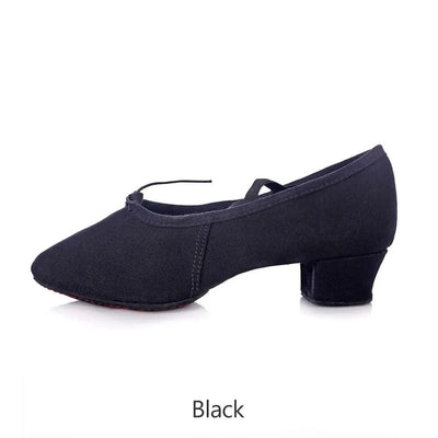 Women Dance Shoes Girls Ballet Jazz Salsa Shoes Soft Sole Low Heels Kids Dancing Slippers Pink Black Red Children Latin Sneakers
