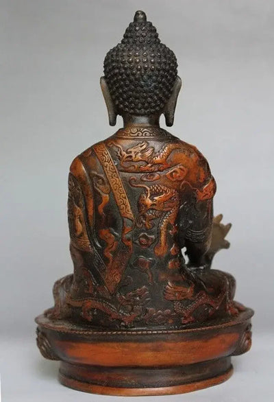 8" Tibetan Brass Buddhism Bodhisattva Sakyamuni Buddha Statue