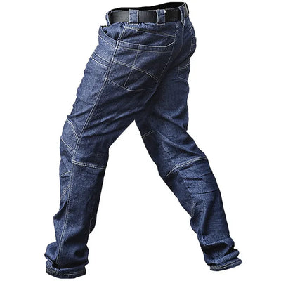 Men Tactical Jeans Denim Pants Stretchy Jeans Trousers Comfortable Full Length Multi Pockets Commuter Strenthen Knee Leggings