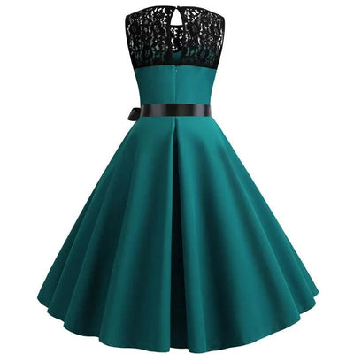 Elegant Party Dress Women Summer Lace Vintage Vestidos 50s 60s Rockabilly Swing Dress Casual  Midi Dresses