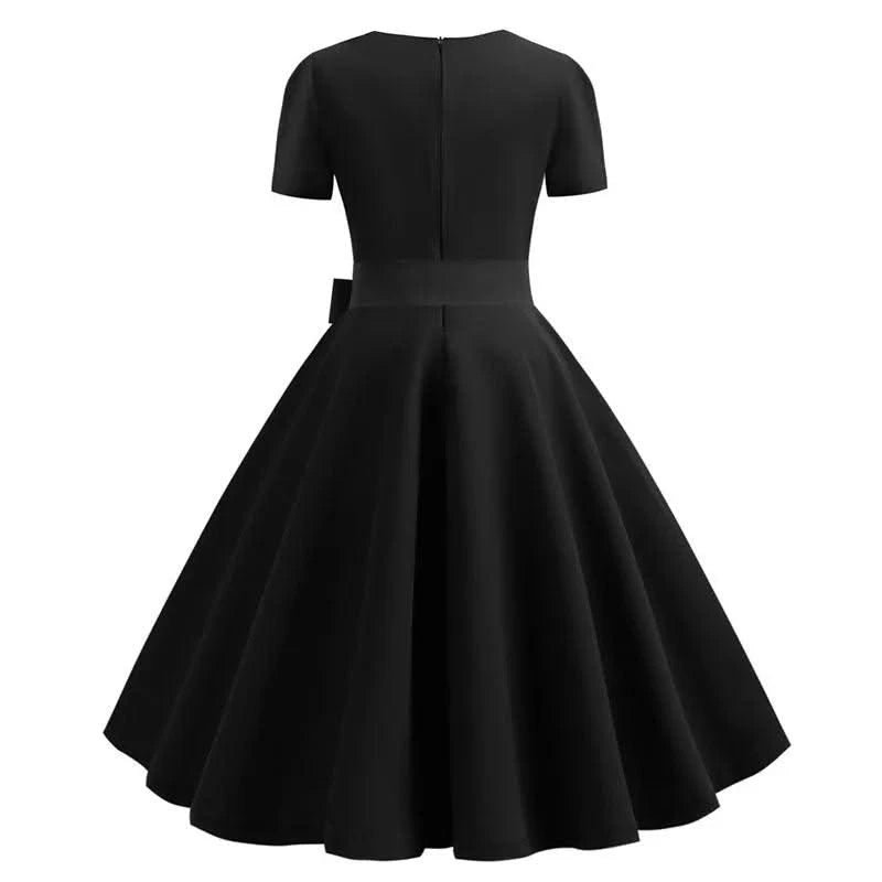 Women Summer Dress Elegant Retro Vintage 50s 60s Robe Rockabilly Swing Pinup Dresses Casual Red Party Vestidos