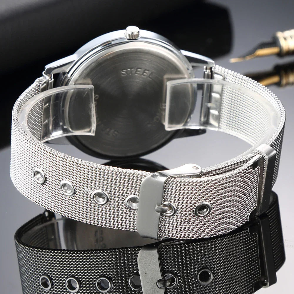 Luxury Women Watches 2025 New Stylish Silver Minimalist Business Ladies Quartz Watch Breathable Leather Steel Clock Reloj Mujer