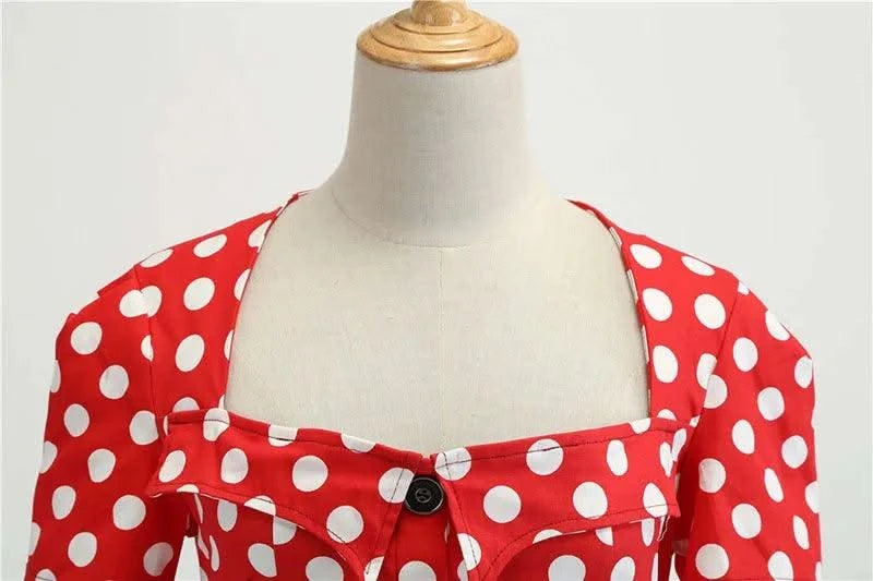 Women Summer Dress Elegant Retro Vintage 50s 60s Robe Rockabilly Swing Pinup Dresses Casual Red Party Vestidos