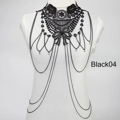 Multi layer Chain necklace Women Tassel Necklaces&pendants Black Lace Collares big necklace Women Maxi Colar