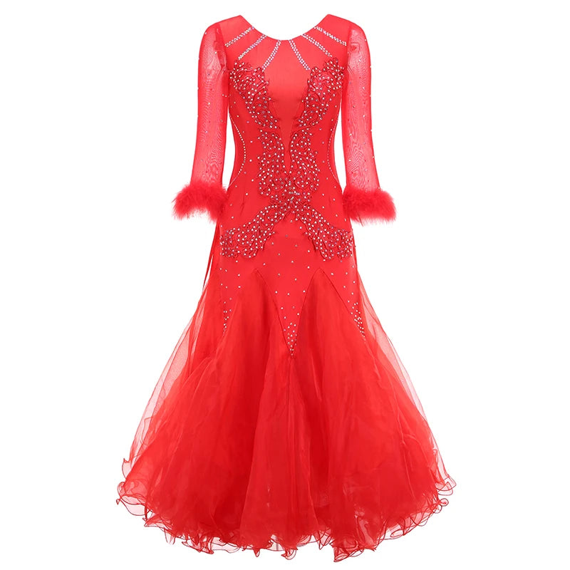 White Ballroom Dance Competition Dresses Women's Performance Waltz Party Clothes National Standard Modern DanceWear Costumes