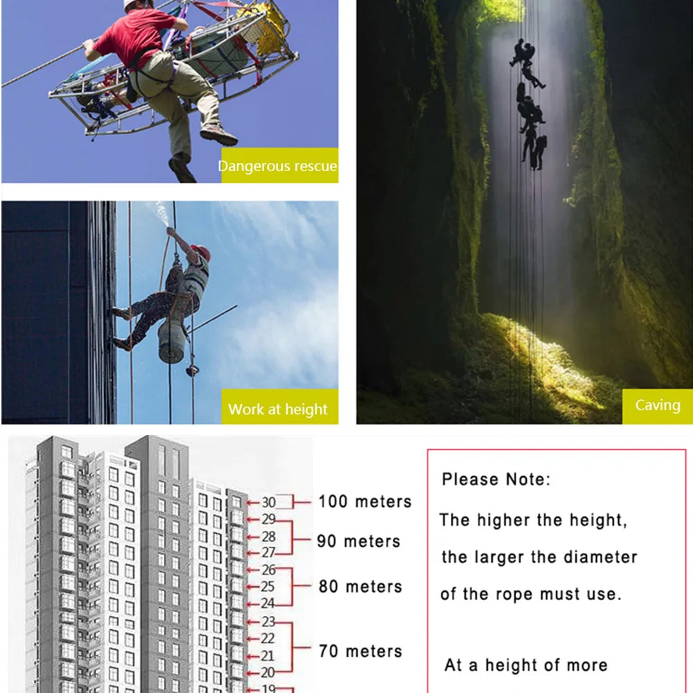 50m Static Climbing Rope 8mm Outdoor Survival Rescue And Safety Cord Climbing Wall Equipment Accessorie Car Tow Rope 10m 20m 30m
