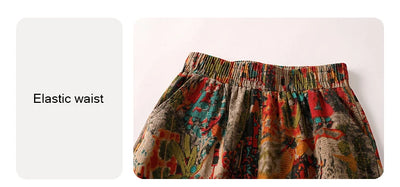 Fashion Printed Cotton Linen Harem Pants for Women 2025 Summer Casual High Waist Calf-Length Loose Trousers Female Streetwear