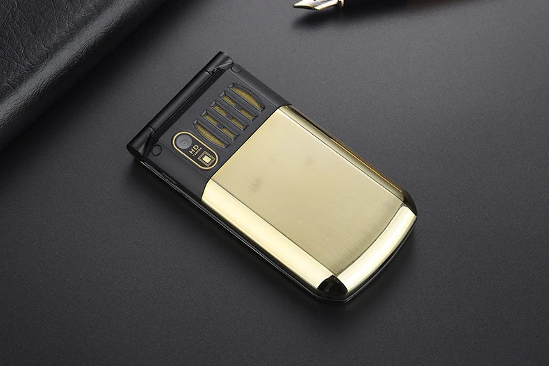 Slim Flip Mobile For Elderly Metal Body  Big Screen SOS Call Quick Dial Loud Sound Two Sim Magic Voice Torch Senior Mobile Phone