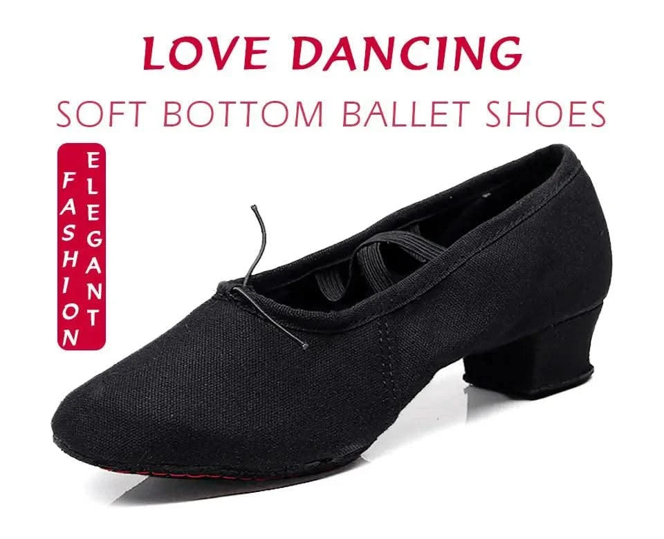 Women Dance Shoes Girls Ballet Jazz Salsa Shoes Soft Sole Low Heels Kids Dancing Slippers Pink Black Red Children Latin Sneakers