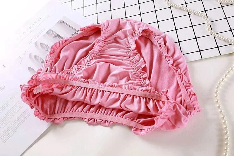 Large Size Mid Waist Panties For Women Ladies Breathable Underwear Briefs Elastic Comfortable Sexy Ruffles Underwear Lingerie