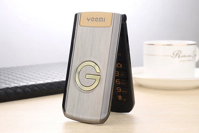Slim Flip Mobile For Elderly Metal Body  Big Screen SOS Call Quick Dial Loud Sound Two Sim Magic Voice Torch Senior Mobile Phone