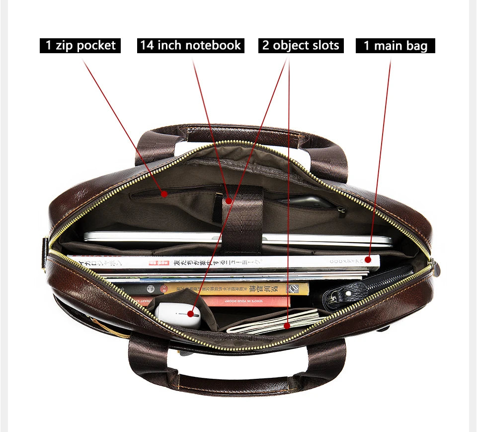 WESTAL Men's Briefcases Men's Bags Genuine Leather Lawyer/Office Bag Laptop Bag Men's Leather Briefcases Bag for Documents