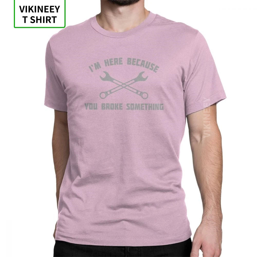 Men Mechanic T Shirts Car Fix Engineer 100% Cotton Clothing Novelty Short Sleeve Round Collar Tees Printed T-Shirt