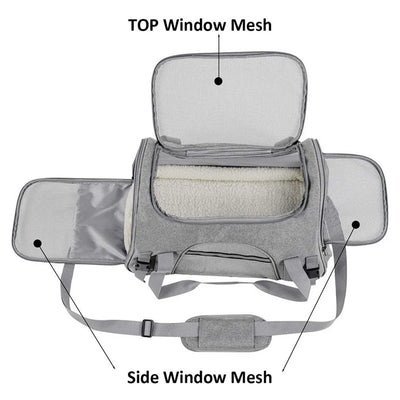 Soft Pet Carriers Portable Breathable Foldable Bag Cat Dog Carrier Bags Outgoing Travel Pets Handbag with Locking Safety Zippers