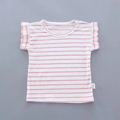 Summer Children Clothing Baby Cute  Girls Casual T-Shirts Bib Shorts 2Pcs/Set Toddler Cartoon Fashion Cotton Infant Clothes Suit