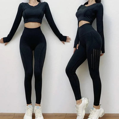 2020 New Active Wear Sets Women Workout Clothes Gym Wear Tracksuits Yoga Jogging Track Outfit Legging Long Sleeves Shirts Suits