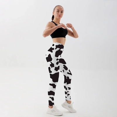 Yoga Pants Women Cow Black Leggings For Fitness High Waist Gym Legging Push Up Workout Fitness Women Printed Leggings