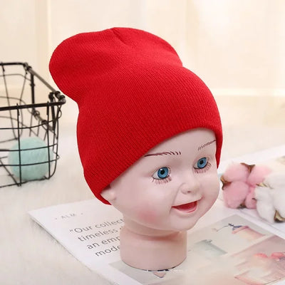 Solid Beanies Hat for Kids Baby Girls Boys Autumn Winter Caps Warm Soft Candy Knitted Bonnet Hats Skullies Toddler Children Cap