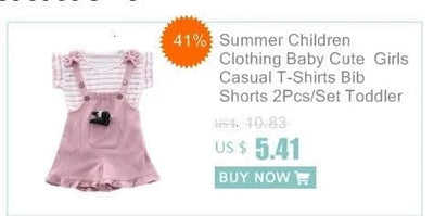 Summer Children Clothing Baby Cute  Girls Casual T-Shirts Bib Shorts 2Pcs/Set Toddler Cartoon Fashion Cotton Infant Clothes Suit