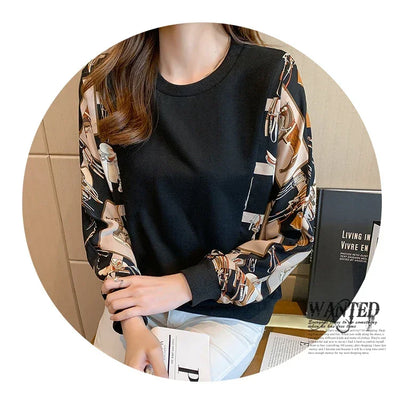 New Spring women Sweatshirts fashion patchwork Hoodies causal Sweatshirt Tops