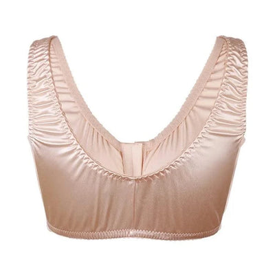 Women Full Coverage Bra Plus Size Comfort And Support Satin Bra Imitated Silk No Padded Wireless Front Closure Vest Underwear