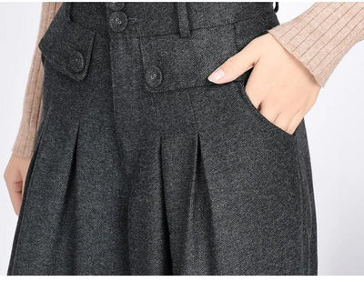 2023 Winter Warm Wool Women's Pants Female High Waist Pleated Wide Leg  Capris for Women Trousers Woman  4xl