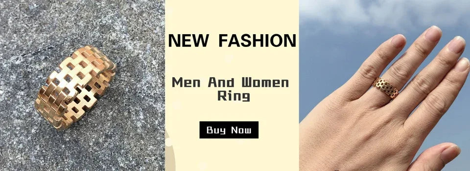 Luxury Never Fade 18K Gold Plated Bold Wide Thick Ring for Women Chunky Link Chain Stainless Steel Strap Finger Rings Jewelry