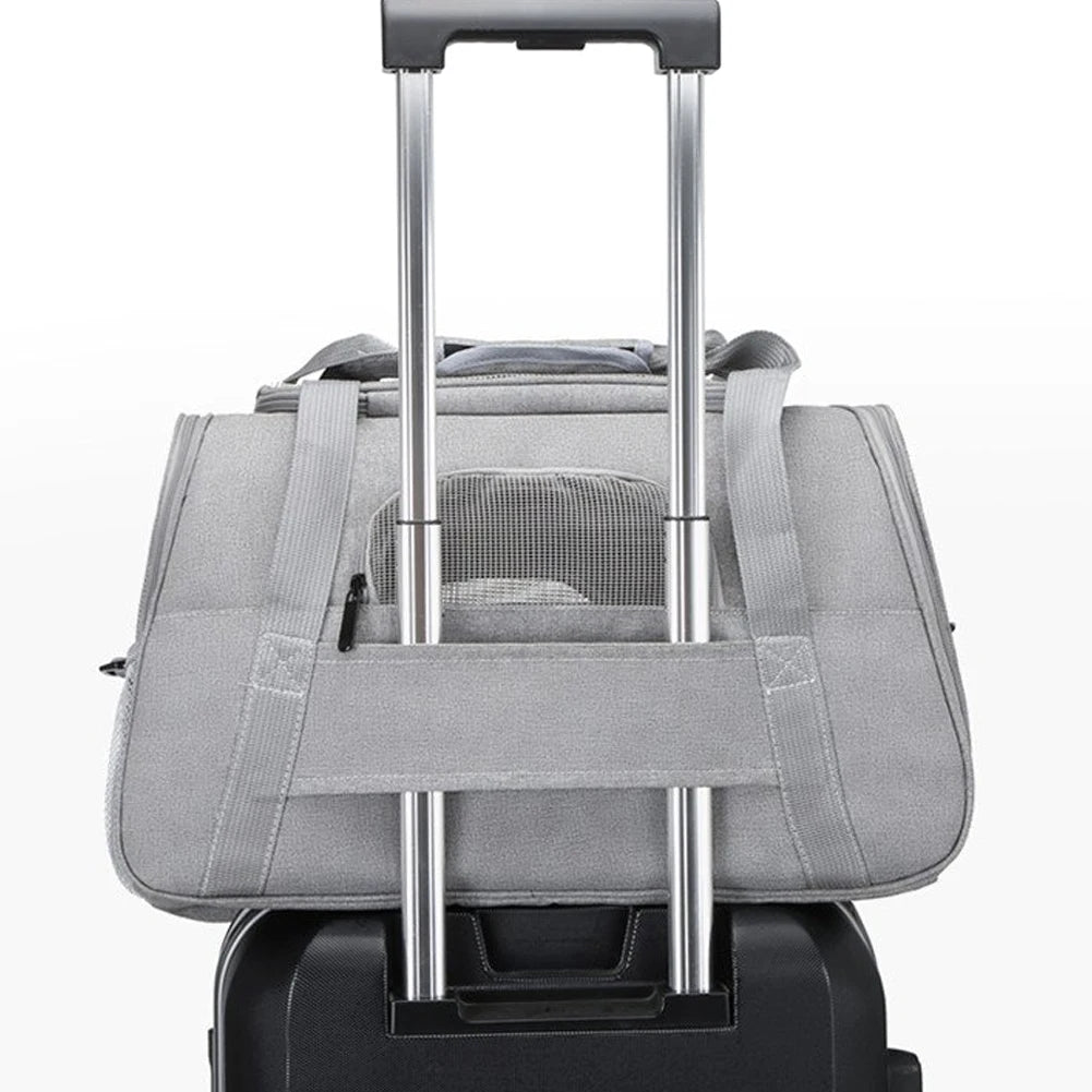 Soft Pet Carriers Portable Breathable Foldable Bag Cat Dog Carrier Bags Outgoing Travel Pets Handbag with Locking Safety Zippers