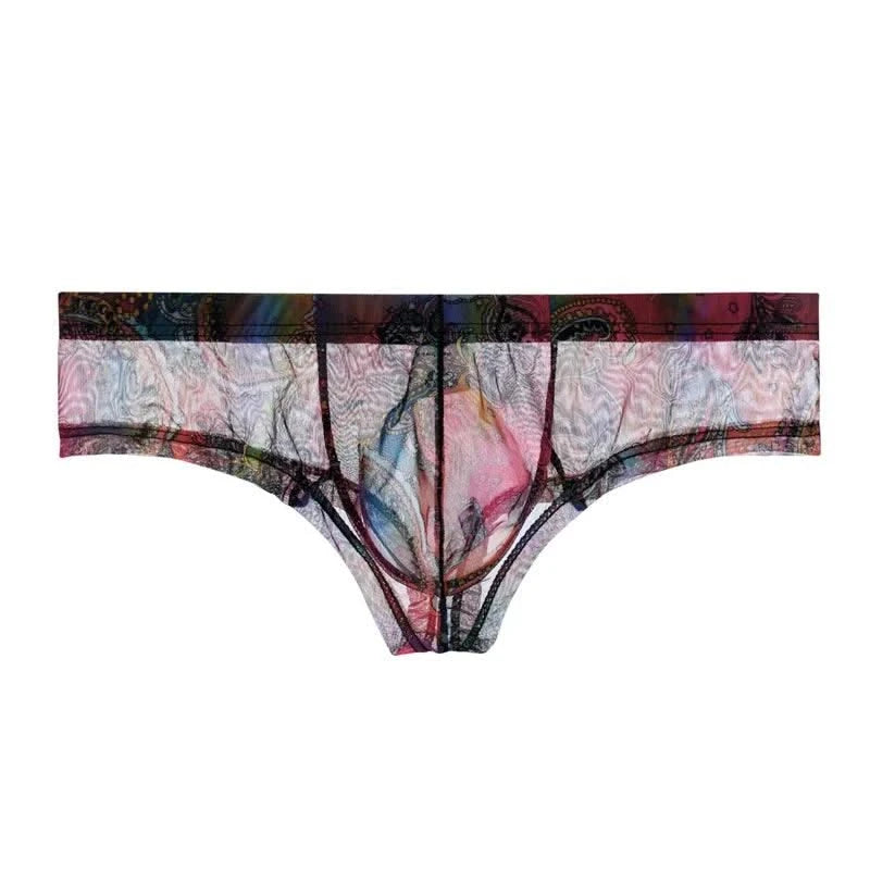 Sexy Mens Boxers Shorts Man Transparent Underwear Men Breathable Boxer Briefs Mesh Print Men's Panties Men U Pouch Bikini Shorts