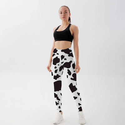 Yoga Pants Women Cow Black Leggings For Fitness High Waist Gym Legging Push Up Workout Fitness Women Printed Leggings