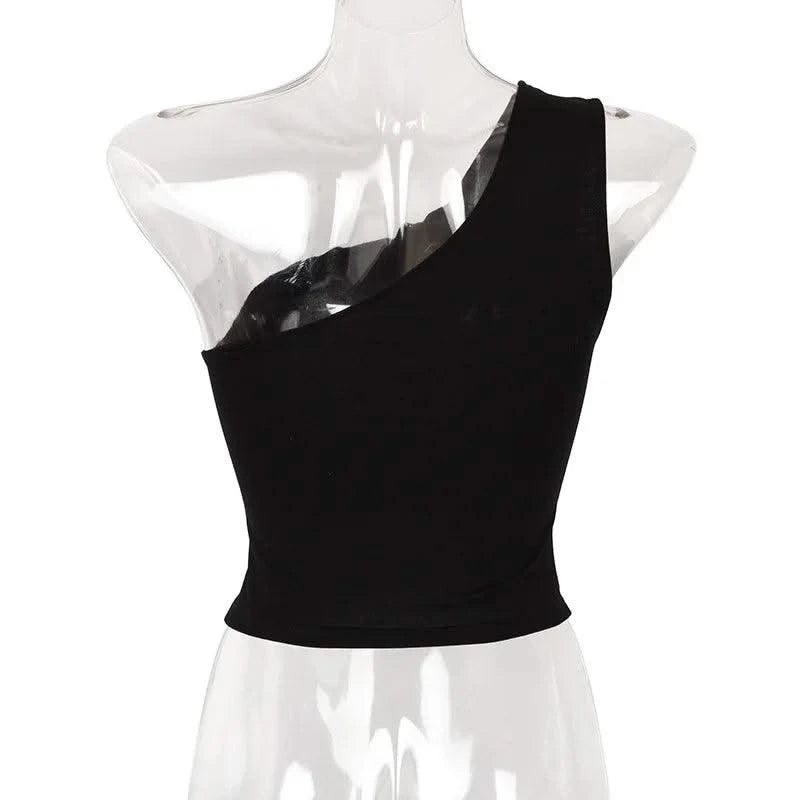 Women Sports Tank Tops Sexy Crop Tops Vest Casual One Shoulder