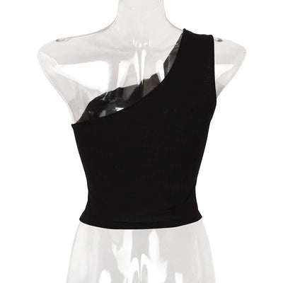Women Sports Tank Tops Sexy Crop Tops Vest Casual One Shoulder