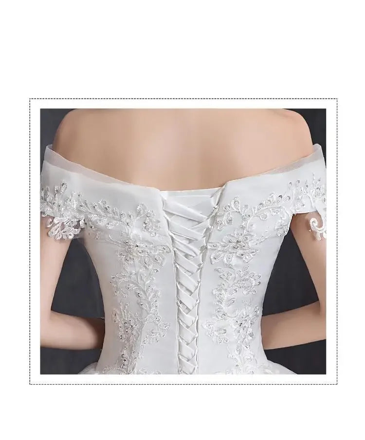 Shoulder Wedding Dress Light Appliques Pearls Lace Fashion Wholesale Cheap Simple Bride Dress Vestidos De Novia Customized