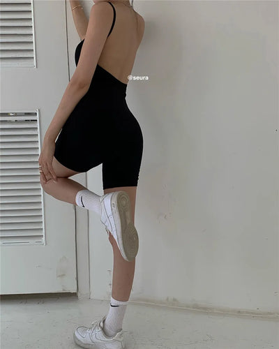 Jumpsuit women summer new style 2021 sexy tight-fitting hip shorts hot pants sleeveless black one-piece Body for women body sexy