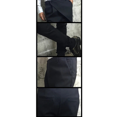 Men's trousers autumn winter fashion slim pants cross legs pants men black youth casual pants British style