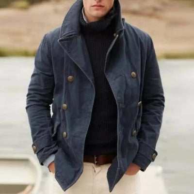 2021 New Men's Jacket Casual Fashion Solid Color Coat Men Autumn Button Long Sleeve Outerwear & Coats Plus Size Black Jackets - Elanique