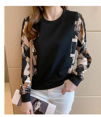 New Spring women Sweatshirts fashion patchwork Hoodies causal Sweatshirt Tops