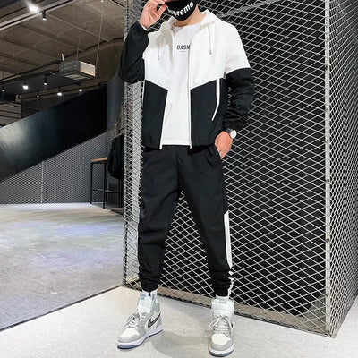 2025 Men Tracksuit Casual Joggers Hooded Sportswear Jackets And Pants 2 Piece Sets Hip Hop Running Sports Suit - Elanique