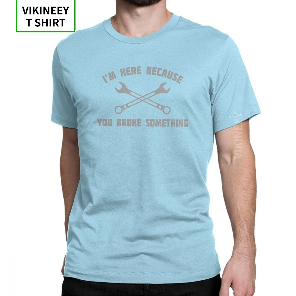 Men Mechanic T Shirts Car Fix Engineer 100% Cotton Clothing Novelty Short Sleeve Round Collar Tees Printed T-Shirt