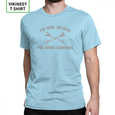 Men Mechanic T Shirts Car Fix Engineer 100% Cotton Clothing Novelty Short Sleeve Round Collar Tees Printed T-Shirt