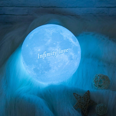 Customized 3D Printing Moon Lamp Personalized Photo Text Night Light USB Rechargeable Gift for Birthday Mother's Valentine Day